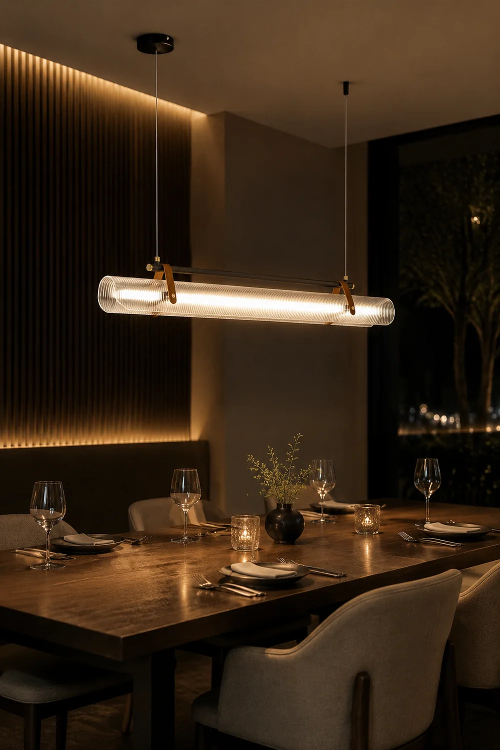 Edge Pendant Light Linear Modern, Acrylic/Metal, Black/Gold, Study - Lumpaz