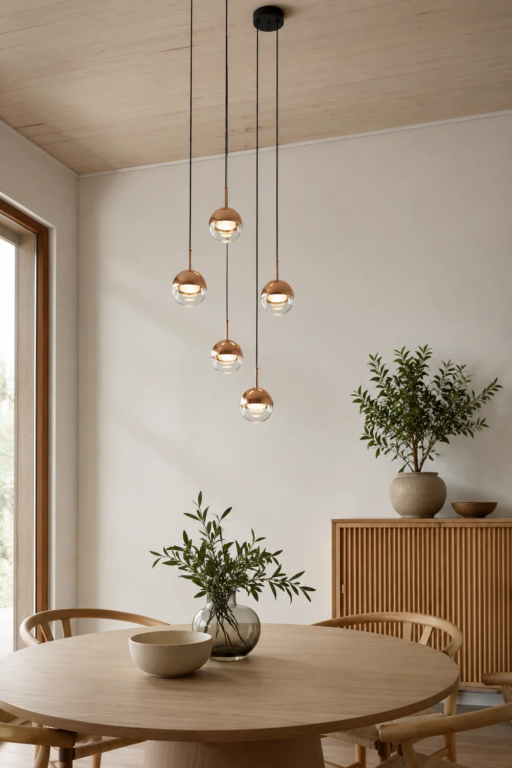 Valentina Modern Ball Metal/Glass Pendant Light, Gold/Rose Gold - Lumpaz