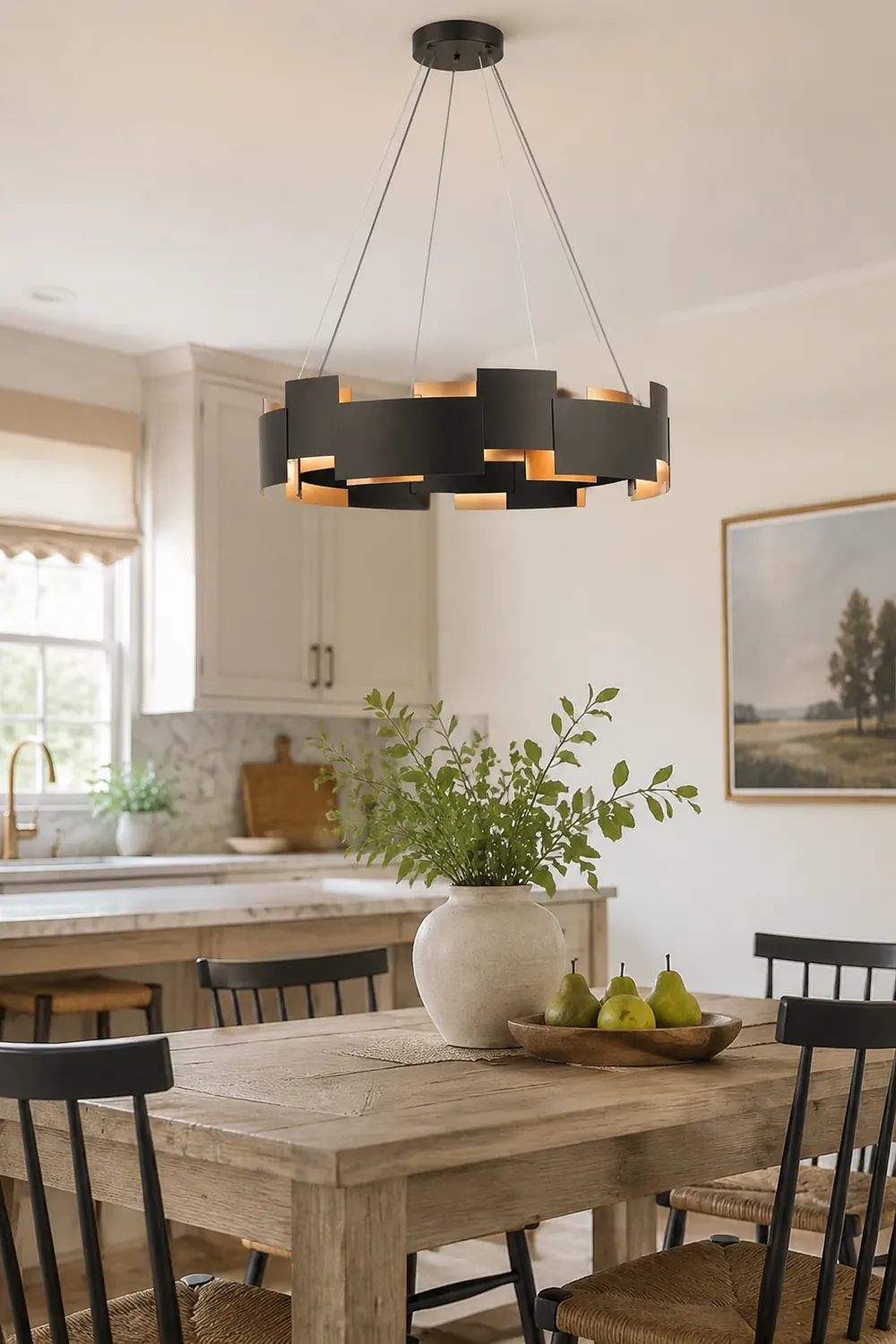 Evette Modern Ring Metal Pendant Lamp, Black - Lumpaz