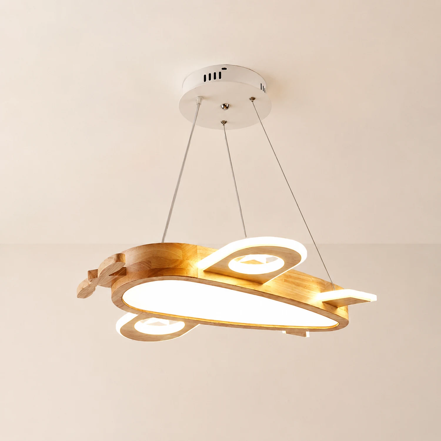 Minori Modern Natural Creative DIY Children Airplane Shape Acrylic Pendant Light ,Wood - Lumpaz