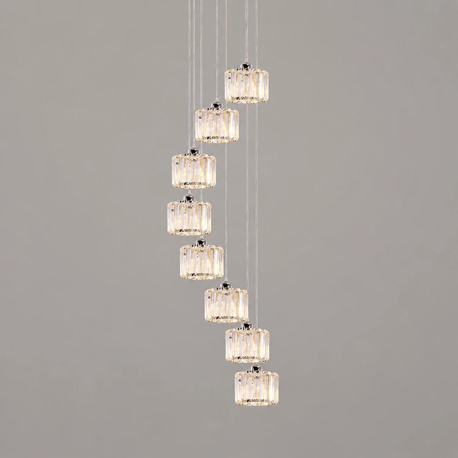Hailie Modern Column Crystal Pendant Light, Clear, Stairs/Dining Room - Lumpaz
