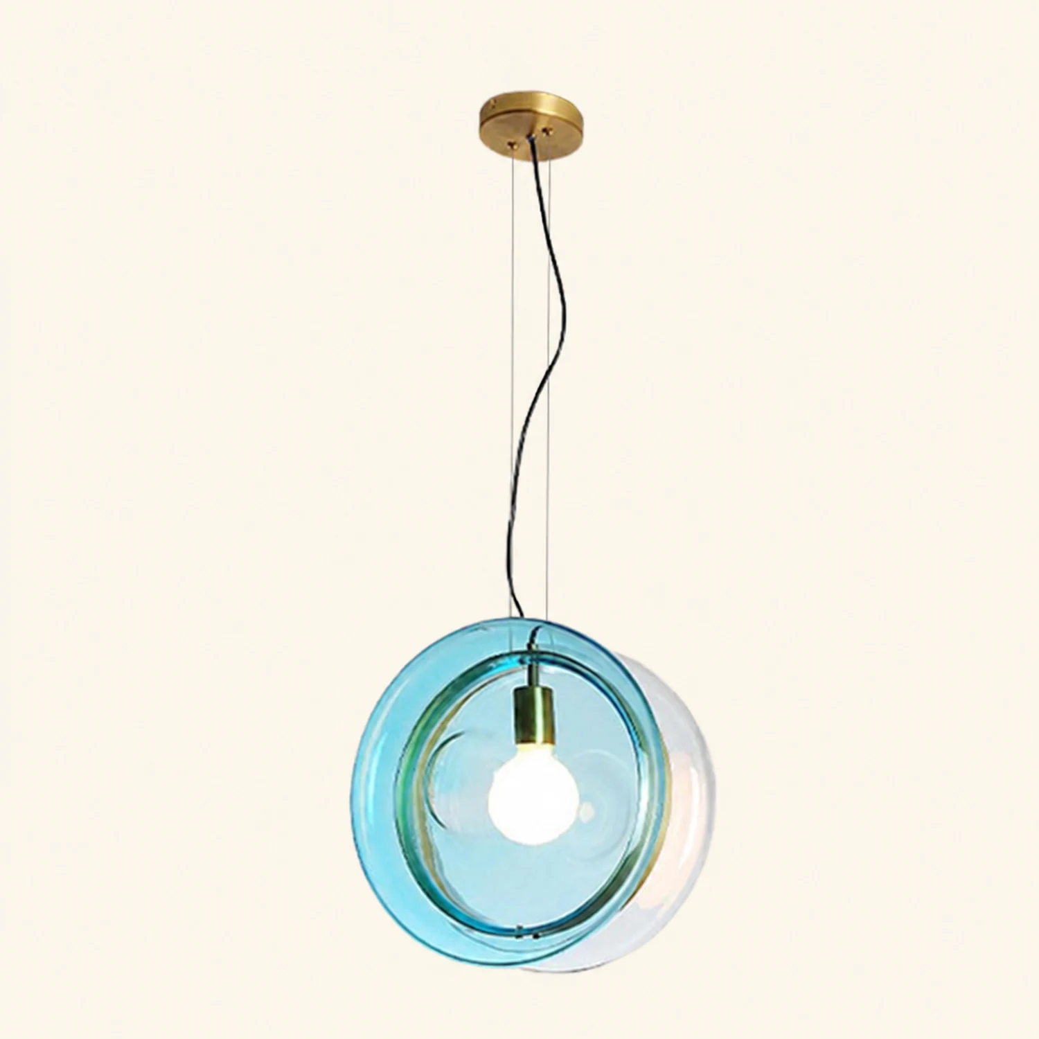 Hailie Art Round Glass Pendant Light, Metal&Glass, 6 Color - Lumpaz