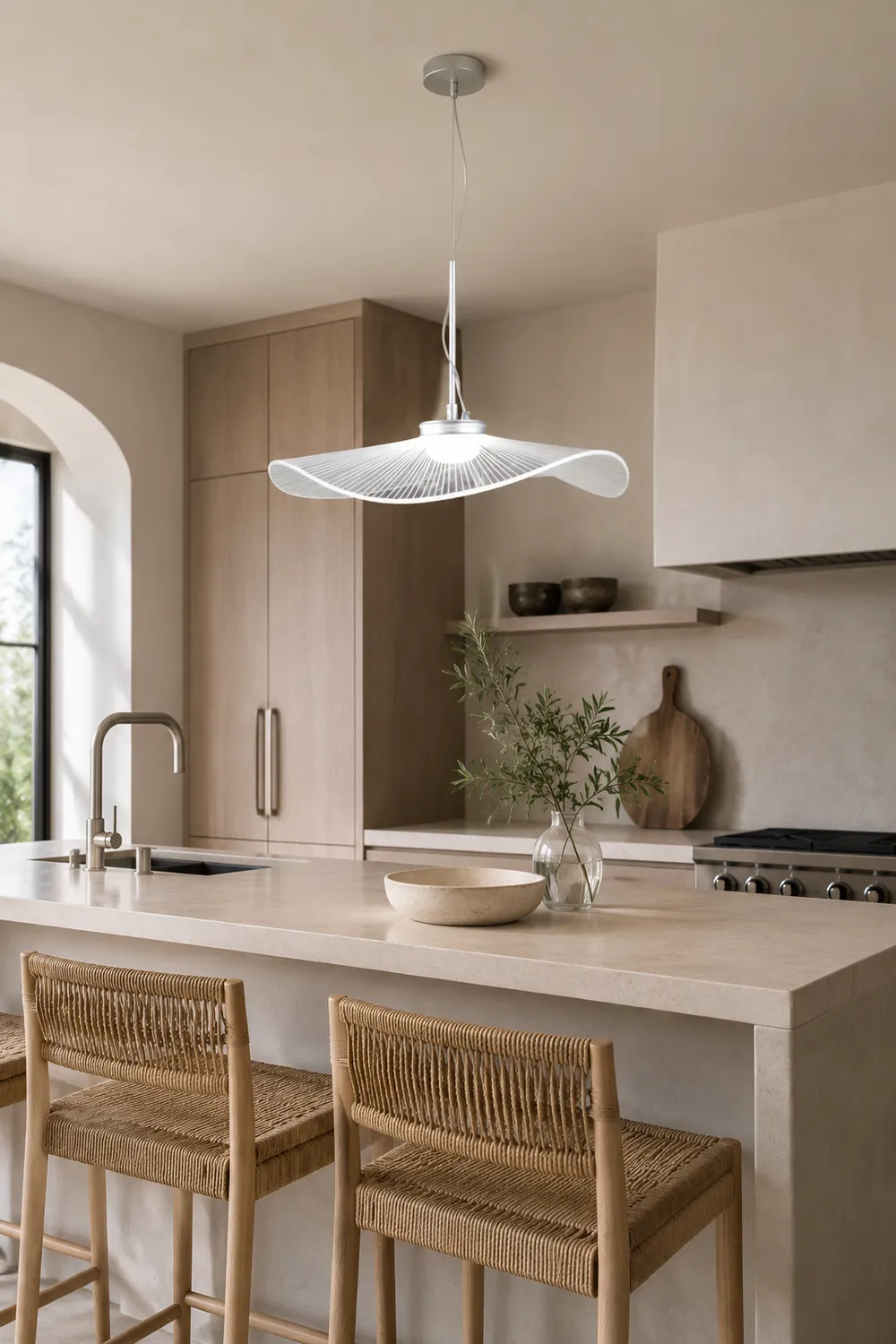 Carins Designer Lotus Leaf Shaped Metal Pendant Light,White - Lumpaz