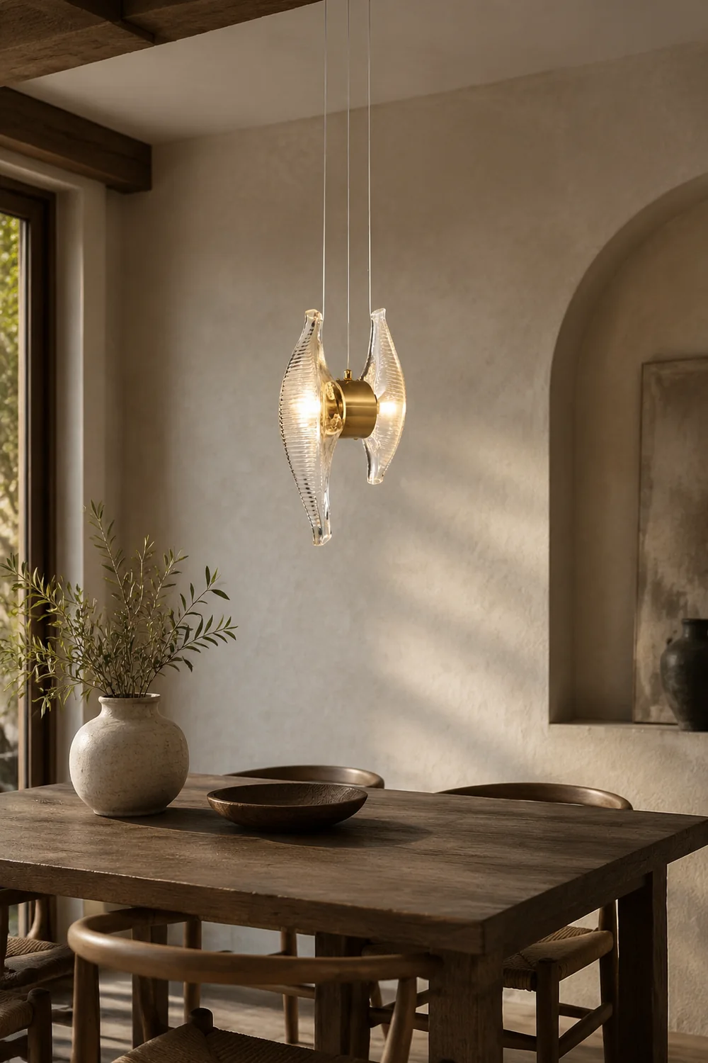 Kirsten Luxury Capiz Shell Pendant Light, Glass/Metal, Bedside/Dining Room - Lumpaz
