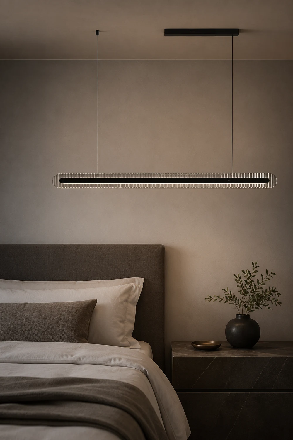 Evette  Minimalist Linear Metal/Acrylic Pendant Light, Black - Lumpaz