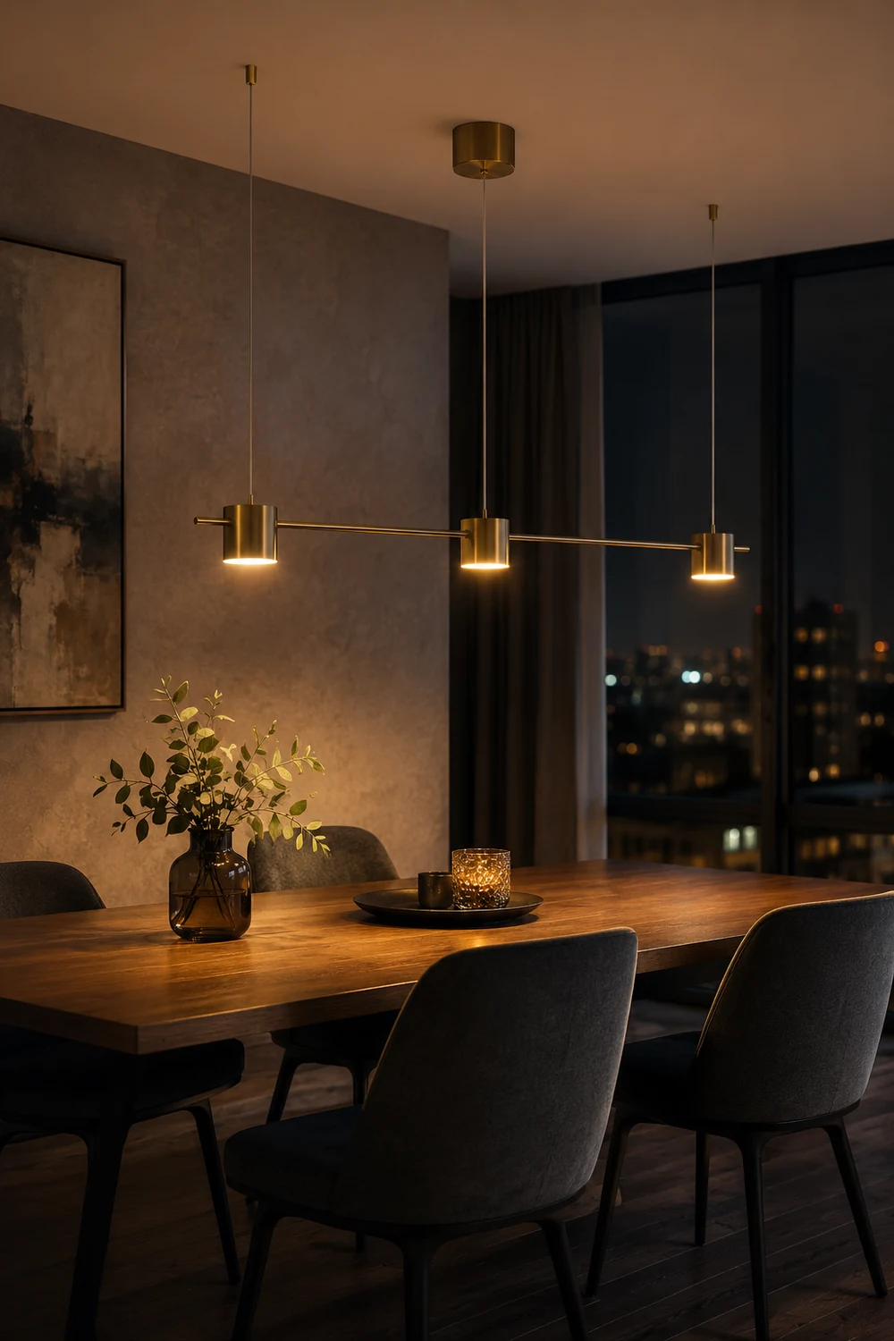Leigh Metal Simple Linear Pendant Light, Black/Gold, 3/5Heads - Lumpaz
