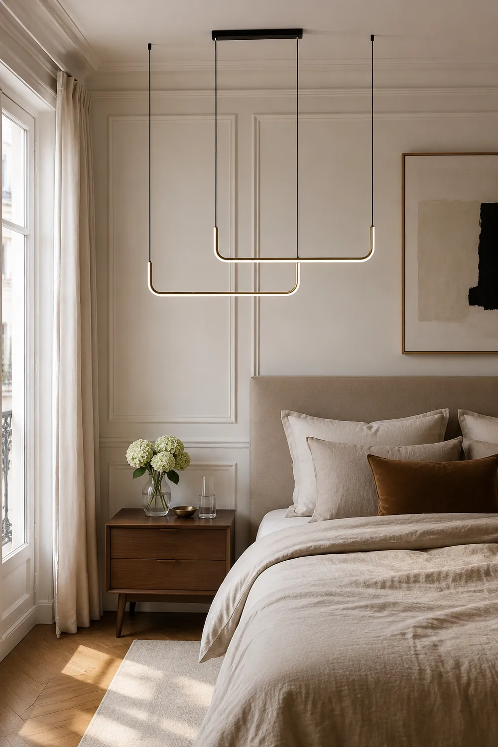 Edge Modern Linear Pendant Light Double Frame, Black/Gold - Lumpaz