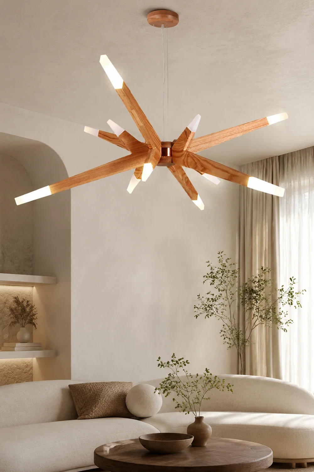 Ozawa Handmade Natural Branch Wood Pendant Light, Living Room - Lumpaz