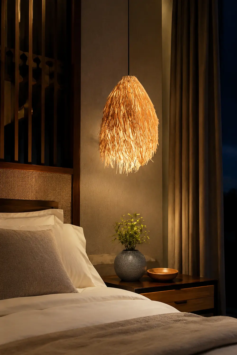 Muto Designer Handmade Weave Pendant Light, Rattan - Lumpaz