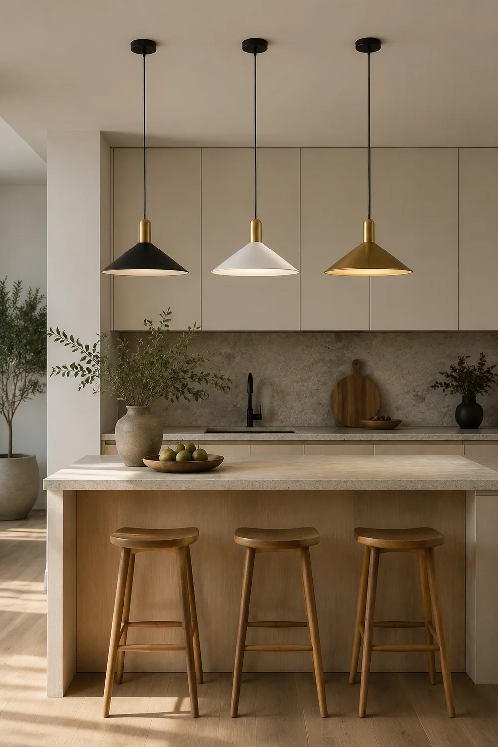 Carins Vintage Pendant Light,  Black & White & Gold - Lumpaz