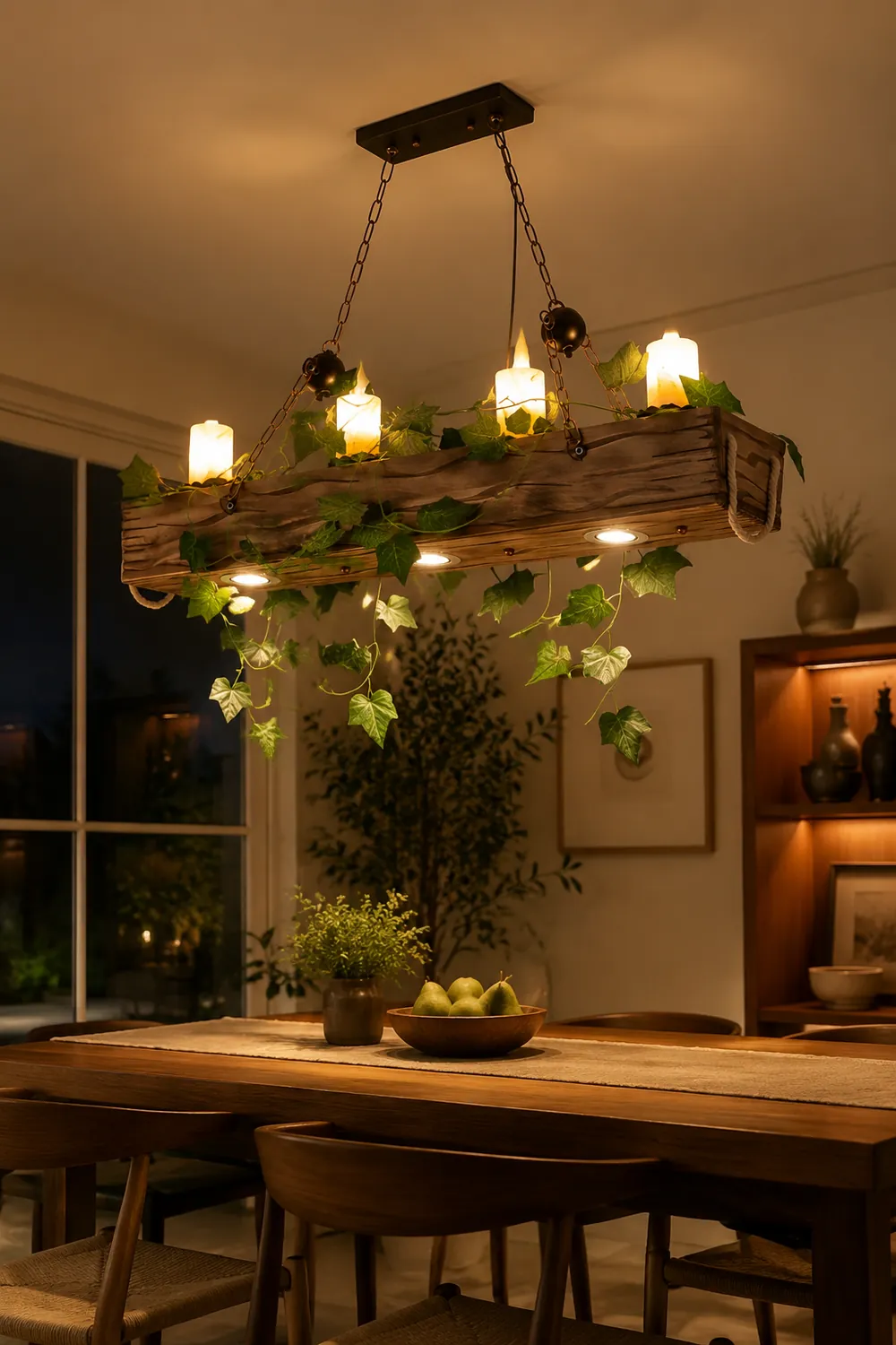 Austin Rustic Linear Wood Pendant Light Dining Room - Lumpaz