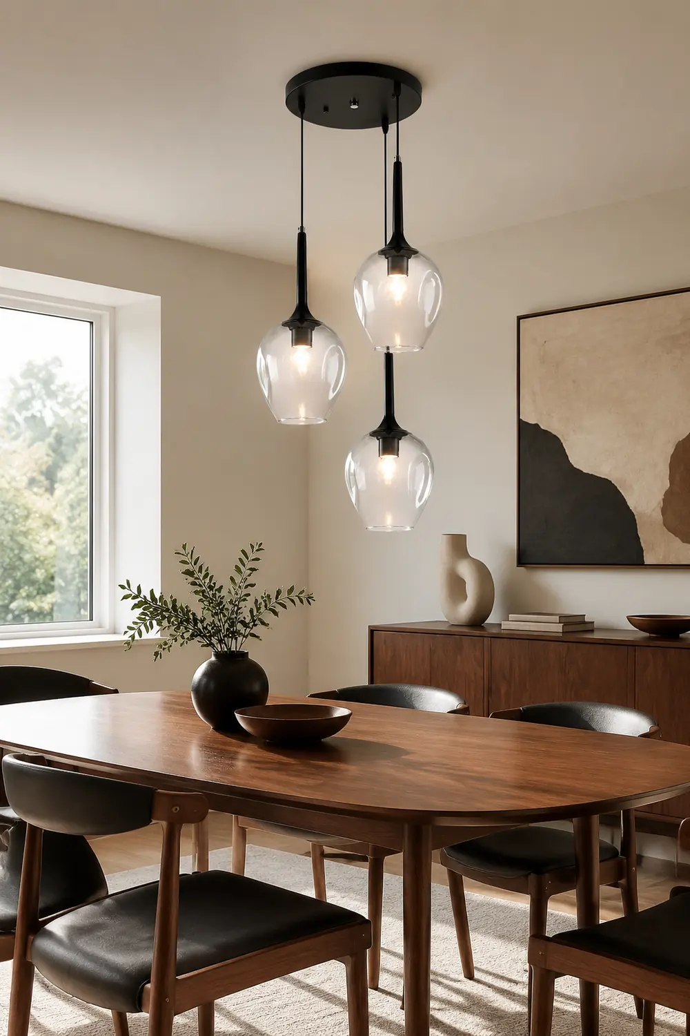 Valentina Nordic Minimalist Cluster Glass Pendant Light, Blue/Clear - Lumpaz