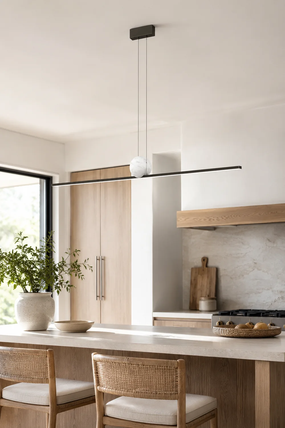 Edge Pendant Light 2 Color, Metal & Marble, 35.4"/47.2"/59" - Lumpaz