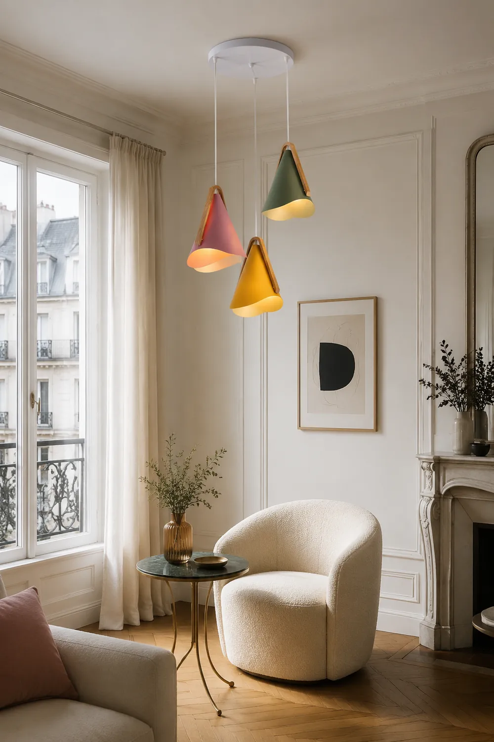 Morandi Modern Cone Pendant Light, Wood/Metal - Lumpaz