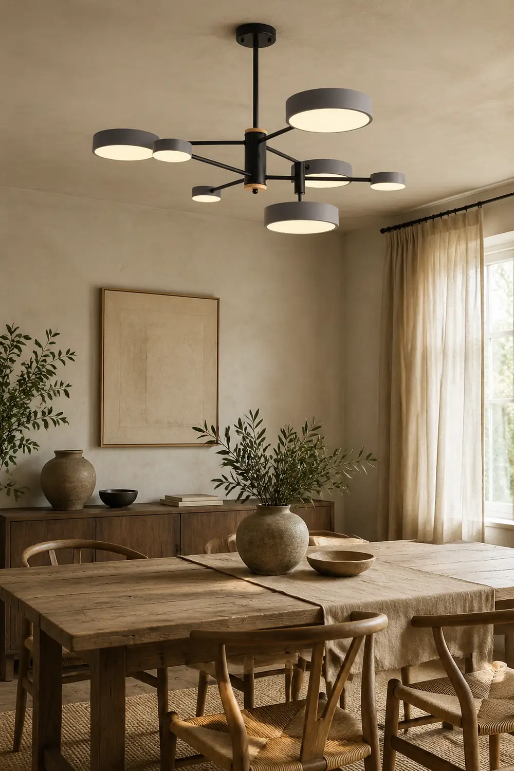 Sienna Pendant Light LED, Metal & Wood, Gray/White/Gold - Lumpaz
