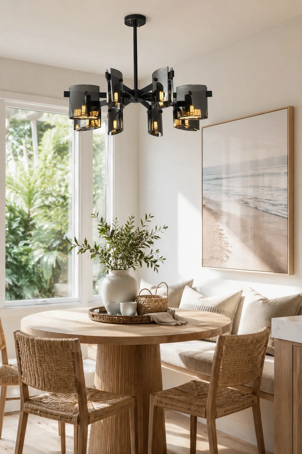 Evette Minimalist Multi Head Metal Pendant Light, Black/Gold - Lumpaz