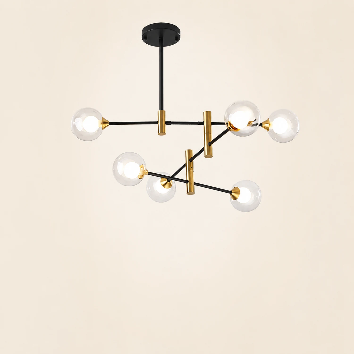 Valentina Nordic Spherical Bubble Metal/Glass Chandelier, Black/Gold - Lumpaz