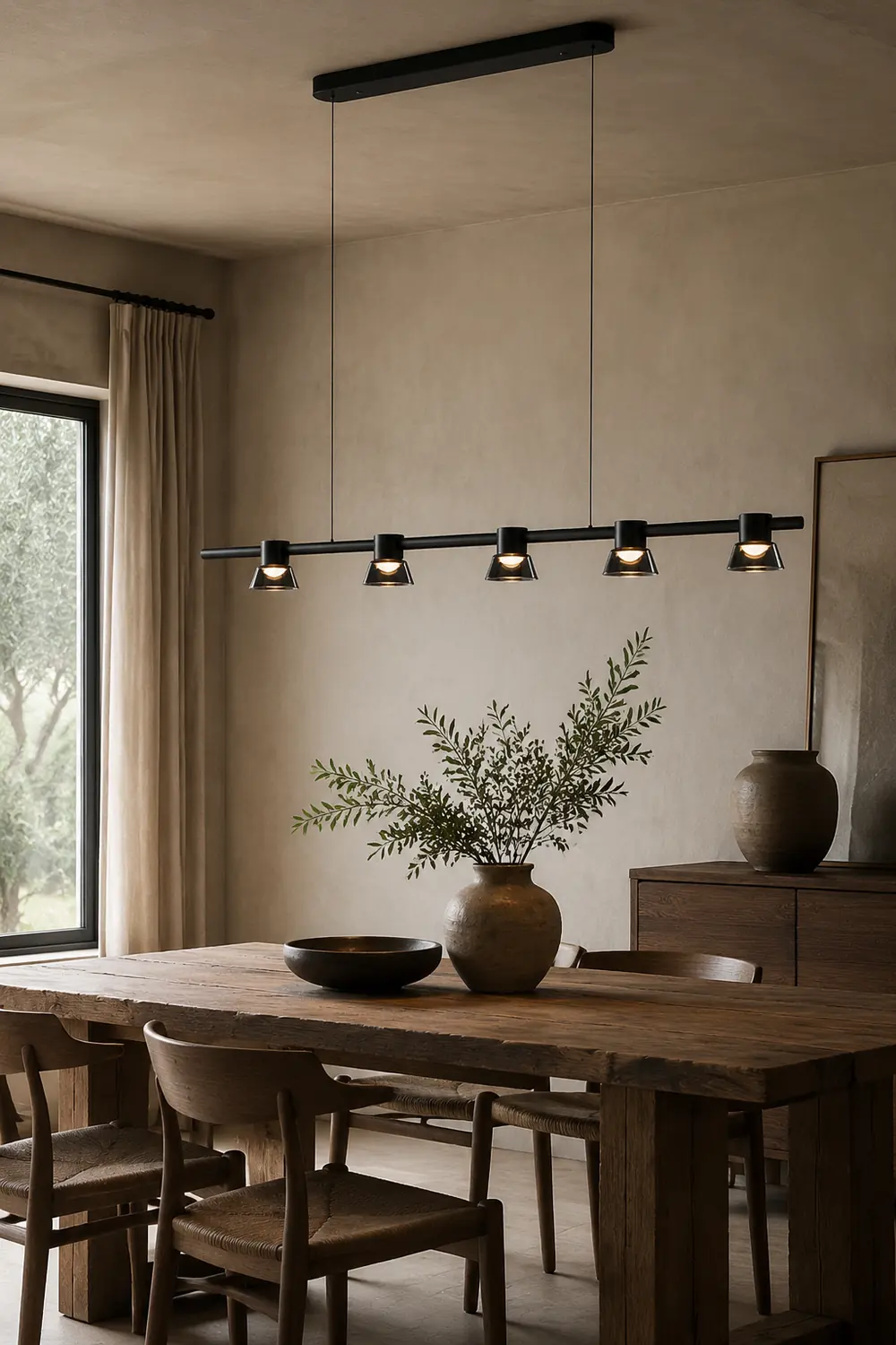 Evette Modern Linear Metal Pendant Light,Black - Lumpaz