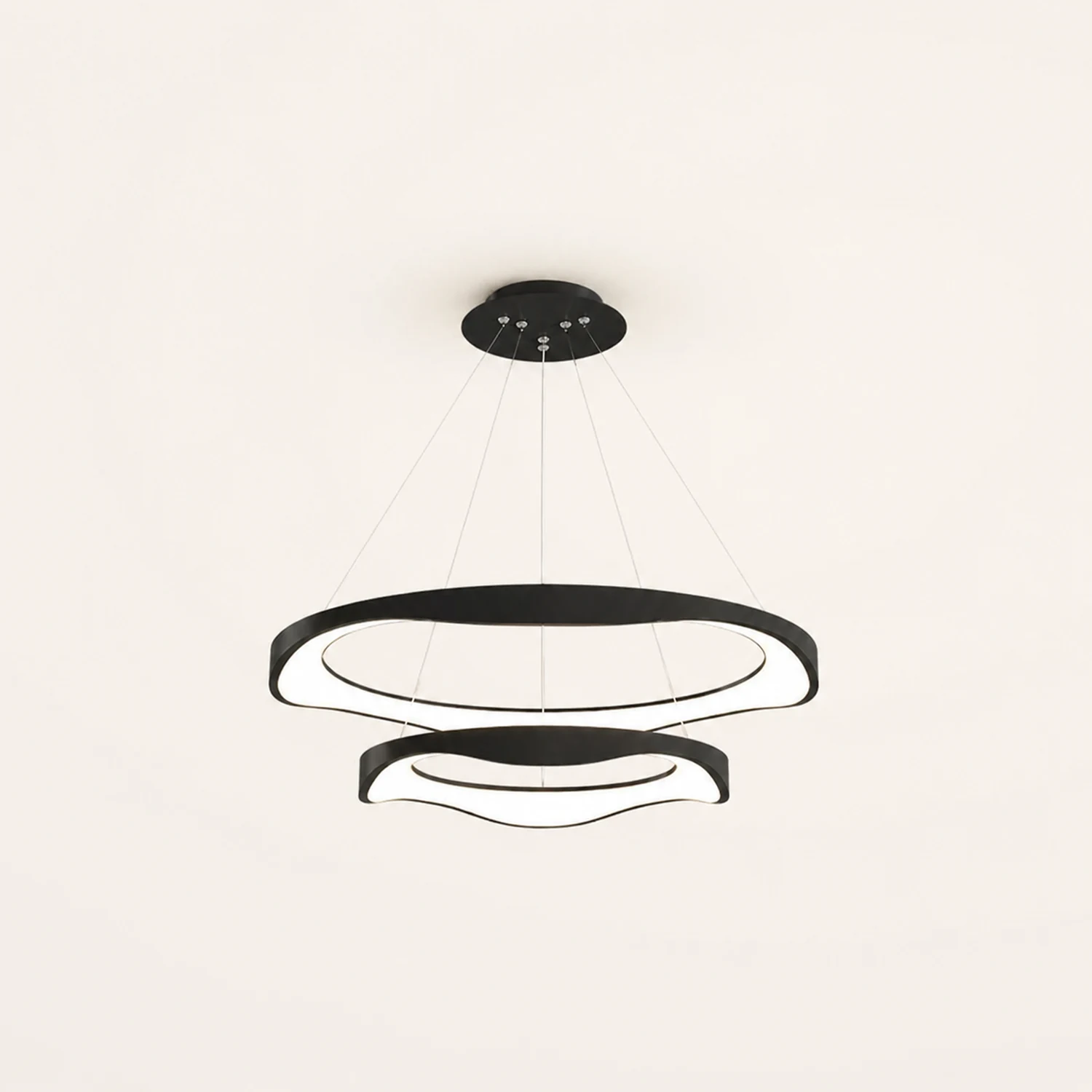 Arisha Pendant Light Rond Modern, Light Color Switchable, Black/White, Dining Room - Lumpaz