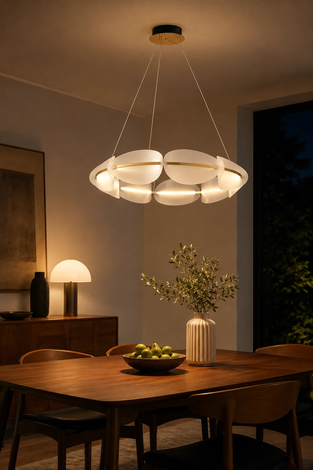 Bella Modern Ring Metal Pendant Light, White - Lumpaz