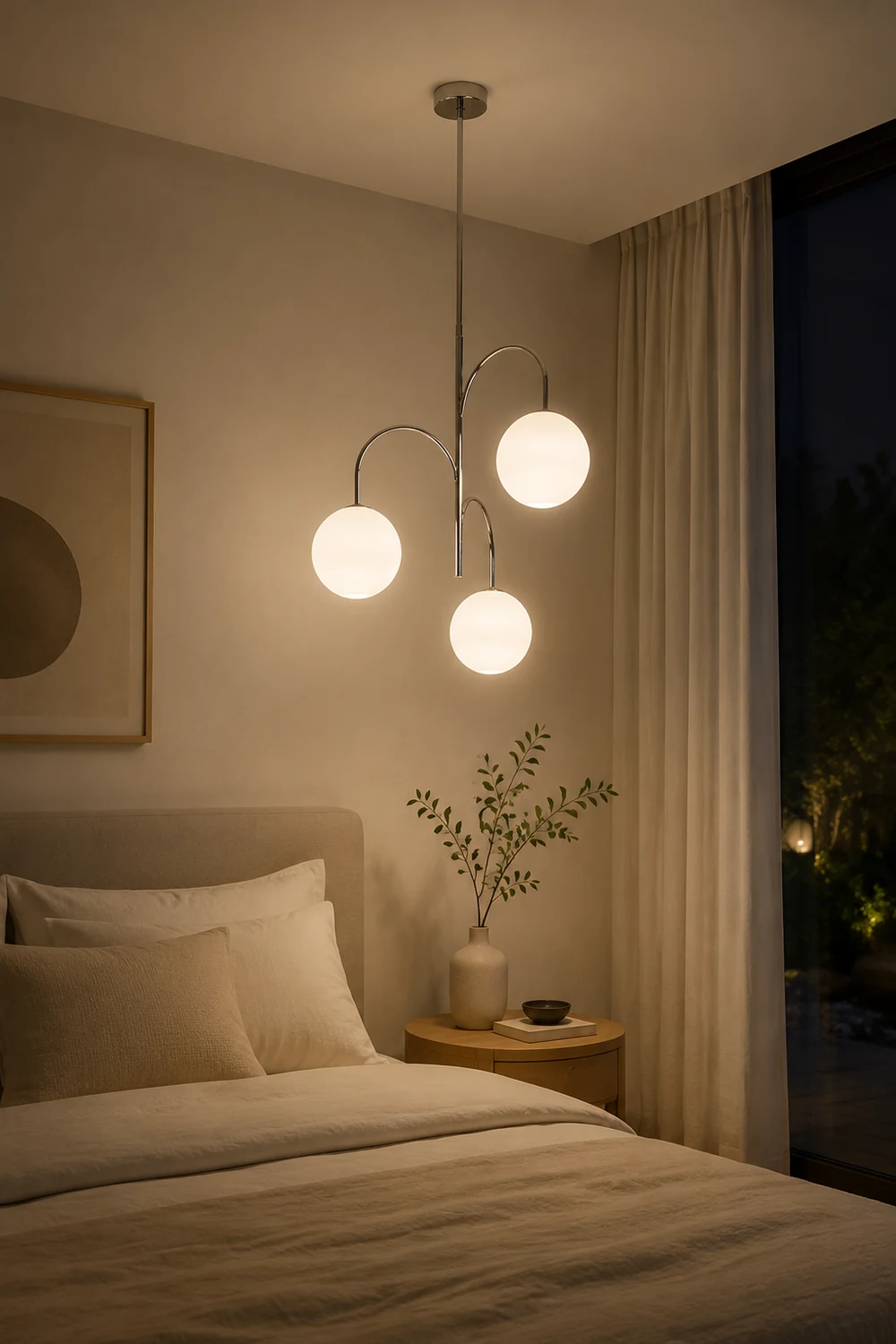 Valentina Bauhaus Modern Chrome Pendant Light, 3 Heads - Lumpaz