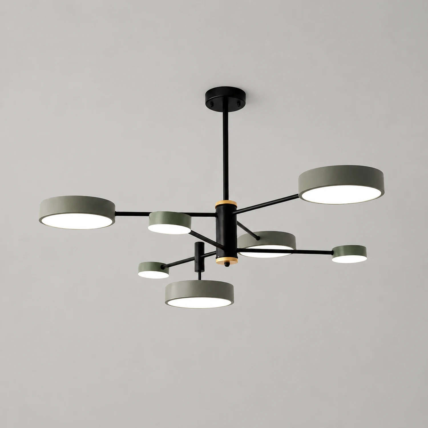 Sienna Pendant Light LED, Metal & Wood, Gray/White/Gold - Lumpaz