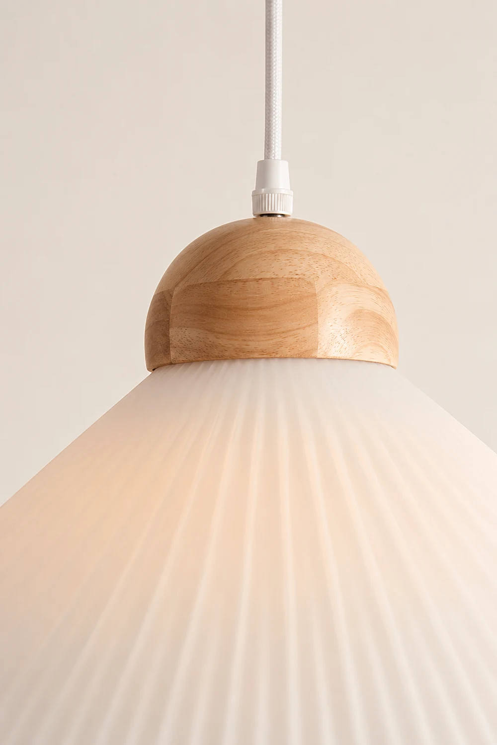 Ozawa Designer Pleated Brown Wood/Glass Pendant Light - Lumpaz