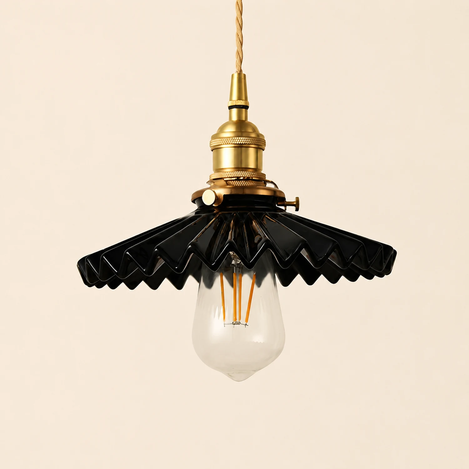Alessio Industrial Vintage Rustic Metal Pendant Light, Black/White - Lumpaz