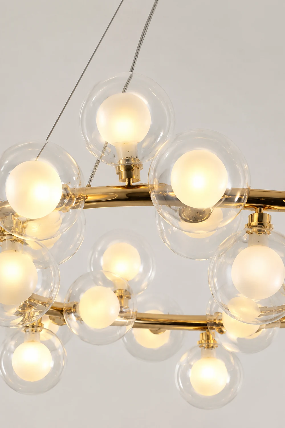 Valentina Modern Gold Bubble Pendant Light, Metal & Glass - Lumpaz
