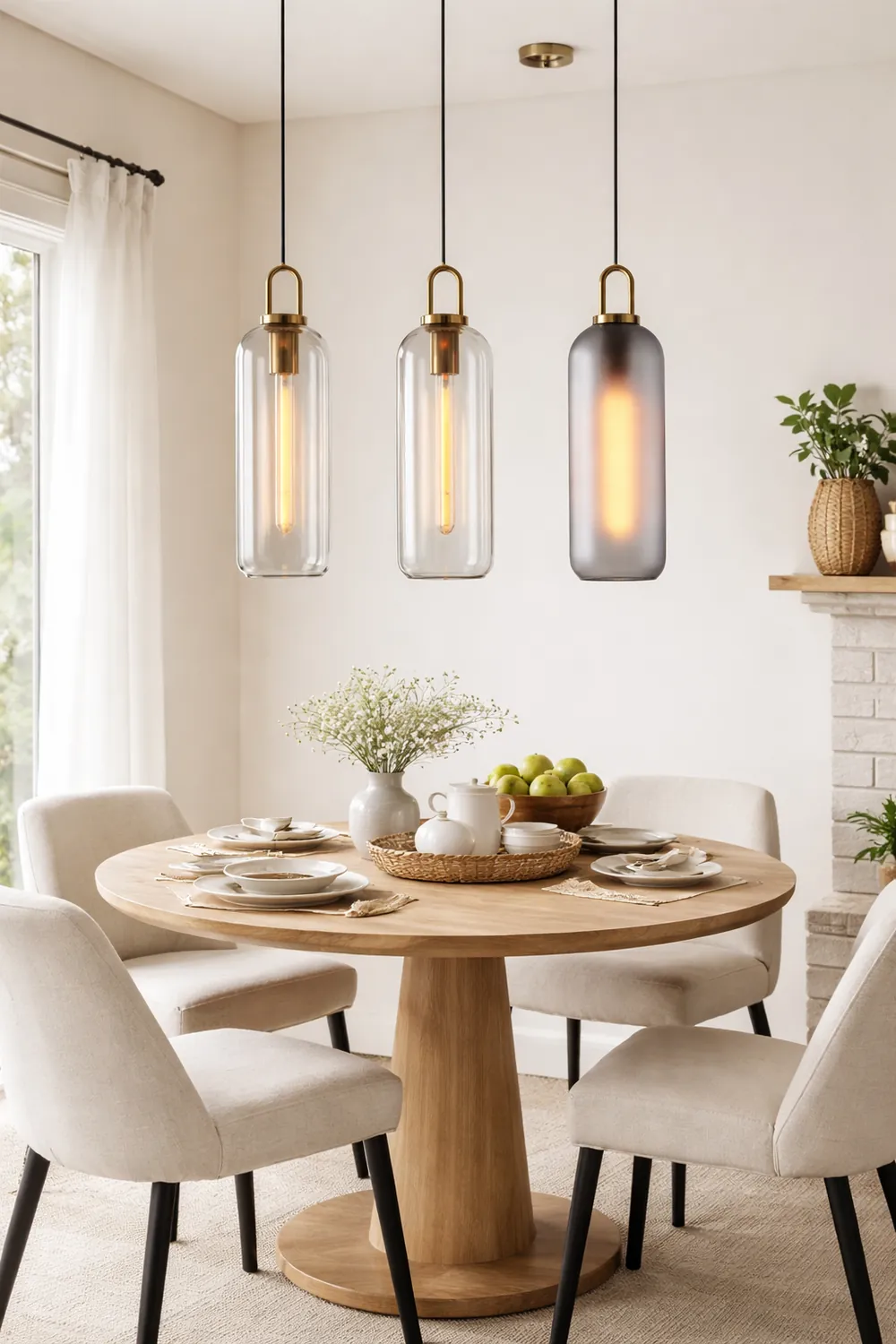 Hailie Clear& Glass Cylinder Pendant Light, 2 Color - Lumpaz