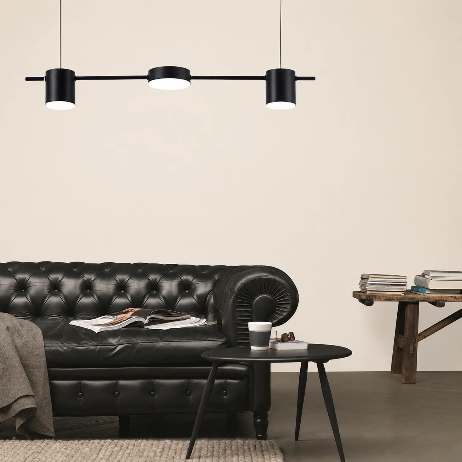 Leigh Metal Simple Linear Pendant Light, Black/Gold, 3/5Heads - Lumpaz