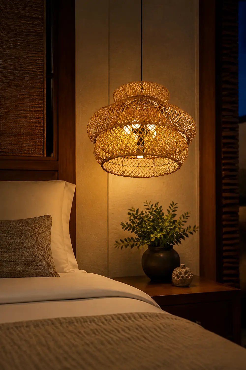 Ritta Unusual Natural Rattan Weave Pendant Light - Lumpaz