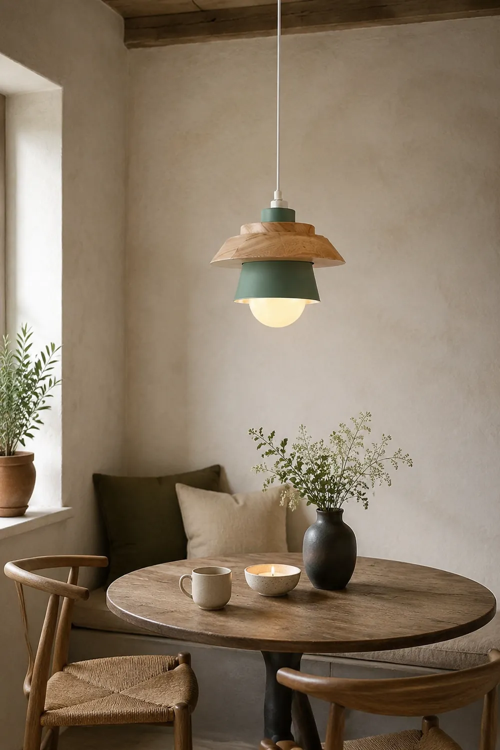 Zaid Modern Glass/Wood Pendant Light, Multi Color - Lumpaz