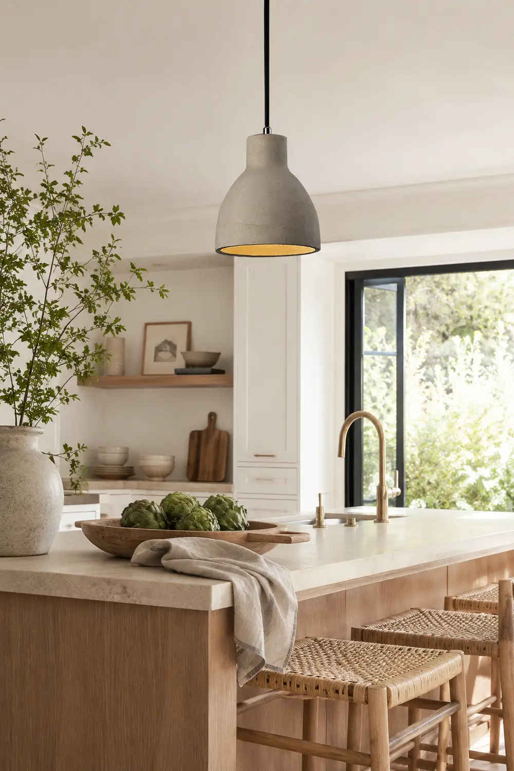 Byers Modern Dome Cement Pendant Light Gray Living Room - Lumpaz