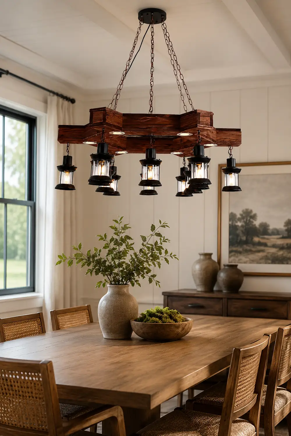 Austin Retro Metal/Wood Lantern Pendant Light, Walnut - Lumpaz