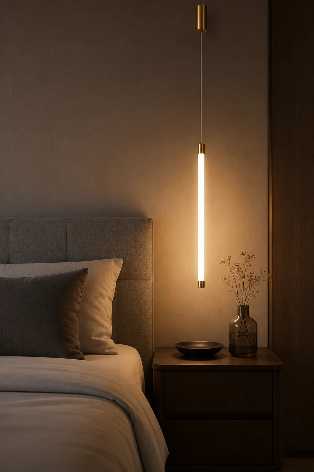 Edge Pendant Light Linear Modern/Minimalist, Acrylic, White, Living Room - Lumpaz
