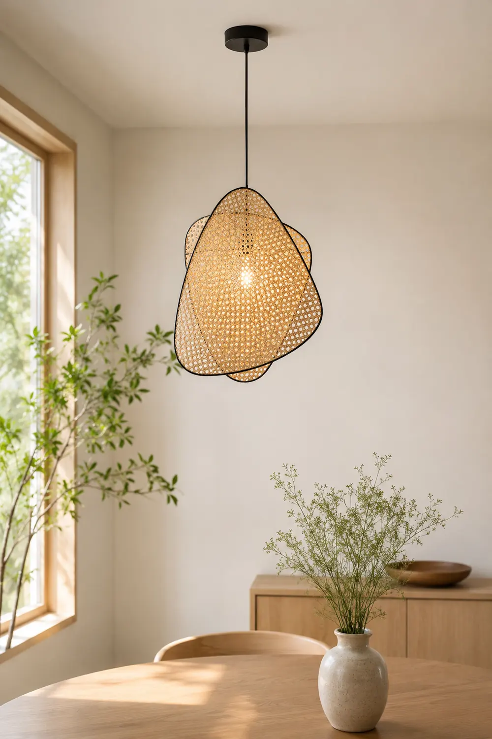 Ritta Wabi Sabi Rattan Pendant Light, Willow weave - Lumpaz