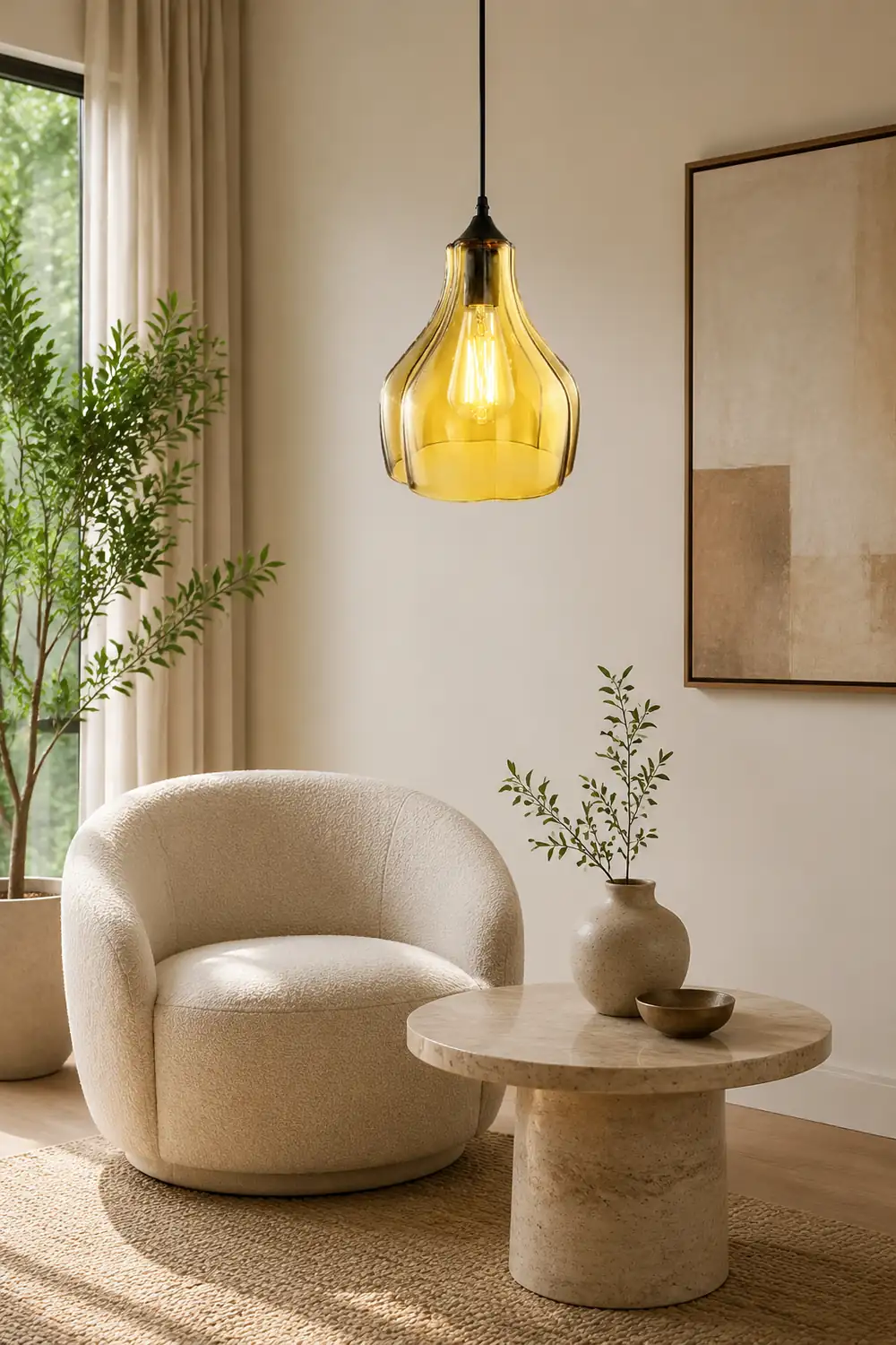 Morandi Contemporary Pendant Light, Clear/Yellow/Green - Lumpaz