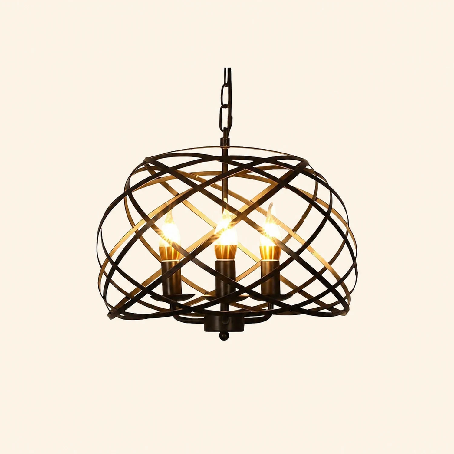 Alessio Vintage Retro Stylish Open Cage Candle Chandelier - Lumpaz