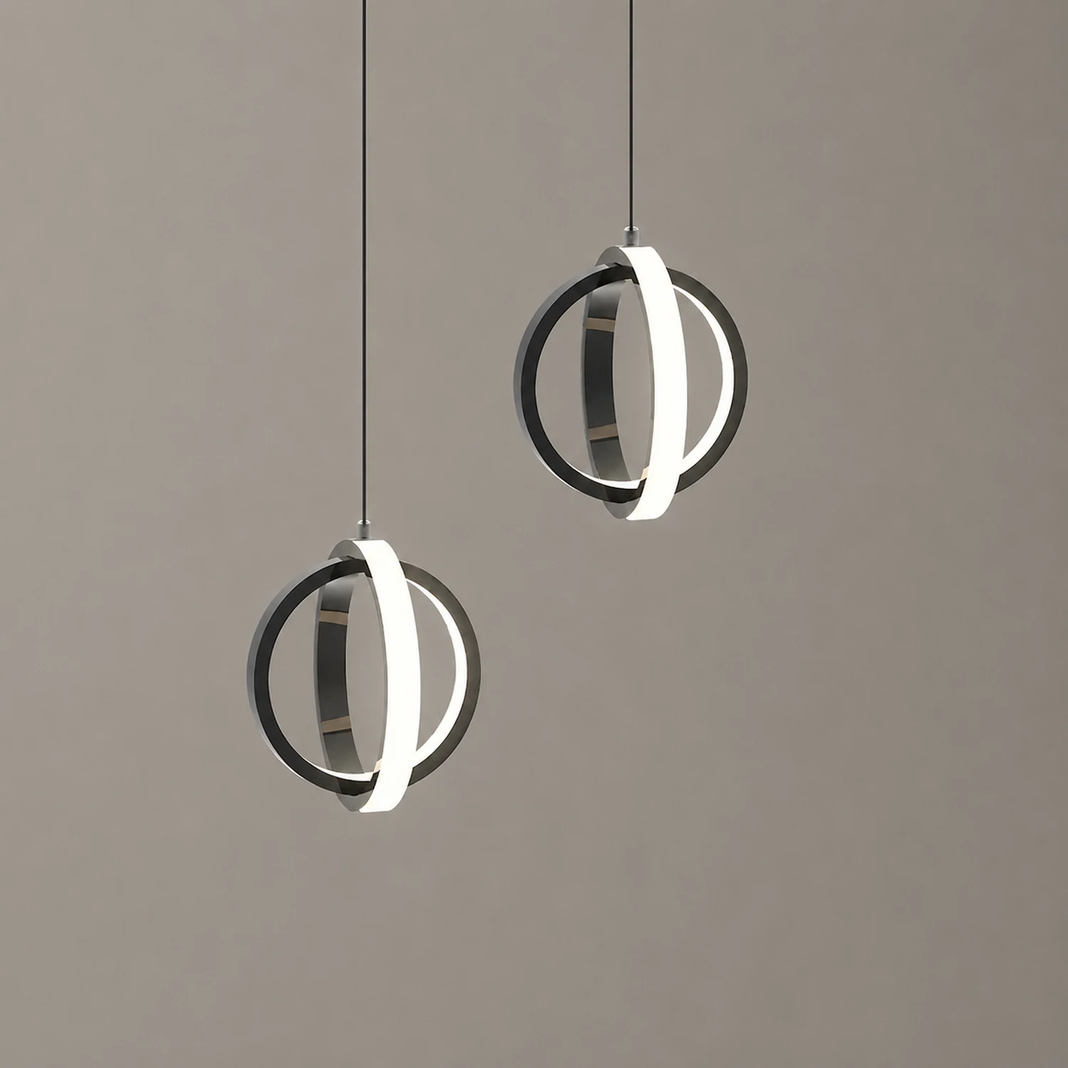 Lynch Pendant Light Spherical Modern, Metal, Black/Gold, Kitchen - Lumpaz