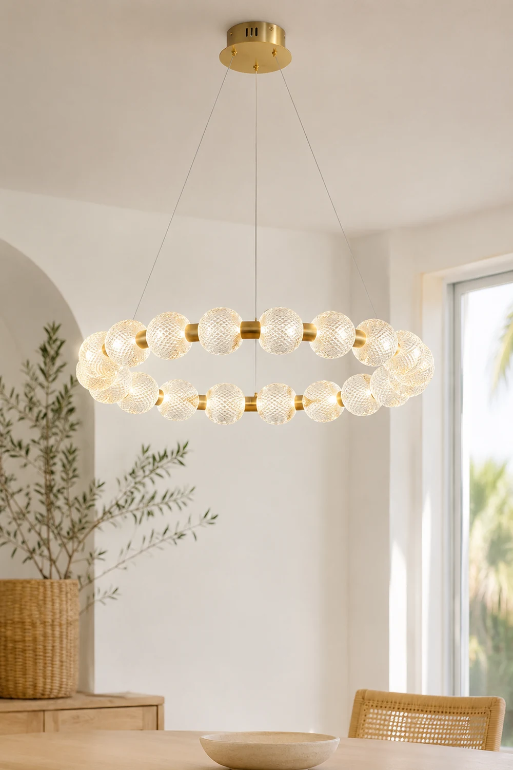 Marilyn Design Ring Metal Pendant Light, Gold, Aluminium/Acrylic - Lumpaz