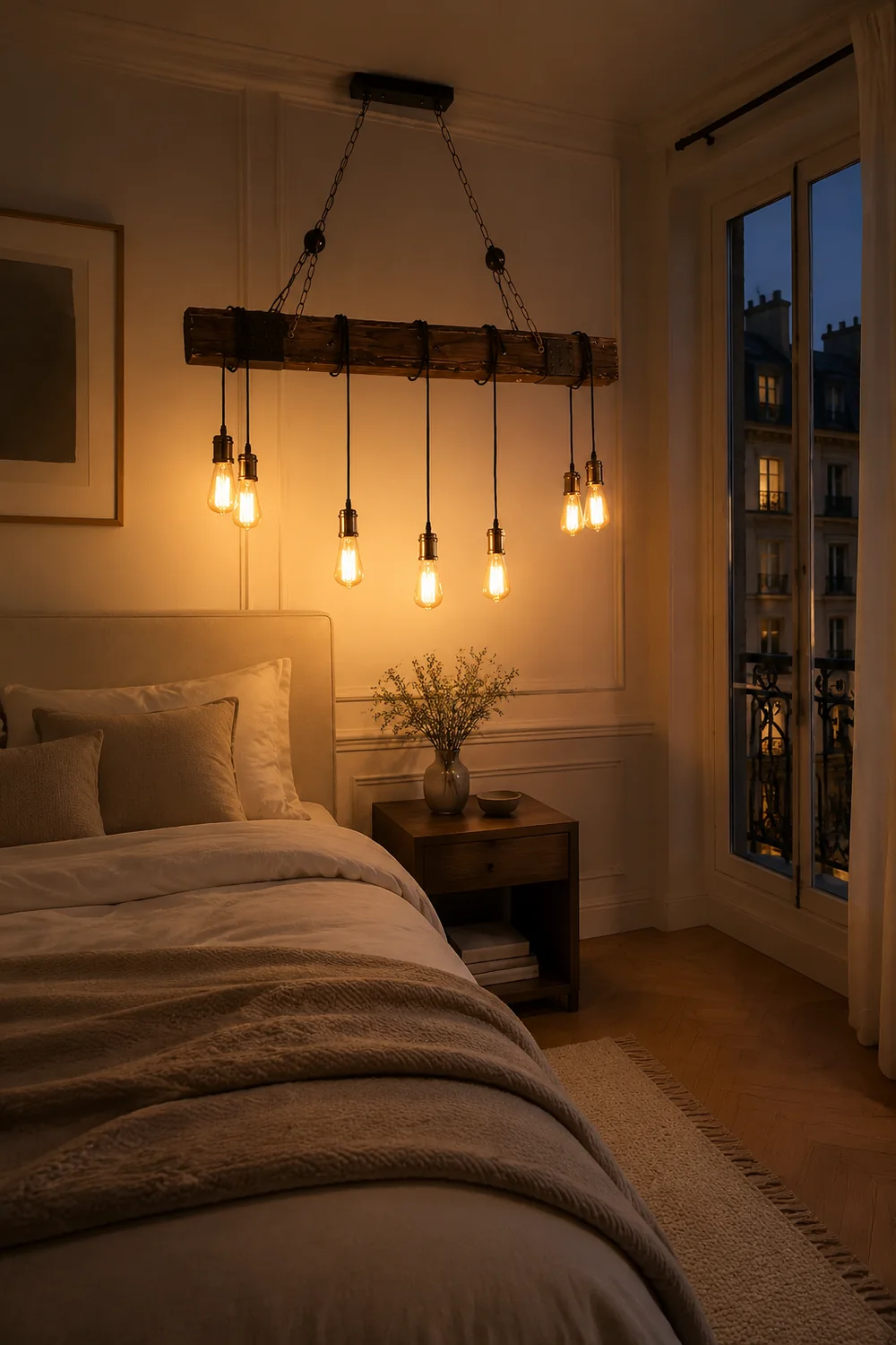 Alessio Linear Retro Wood Pendant Light, Bronze - Lumpaz