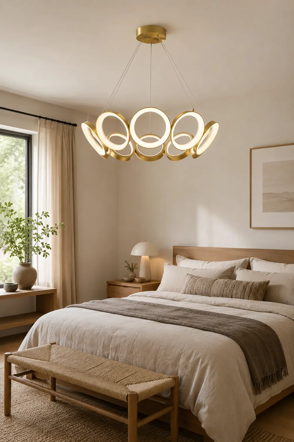 Arisha Luxury Ring Metal Pendant Light, Gold - Lumpaz