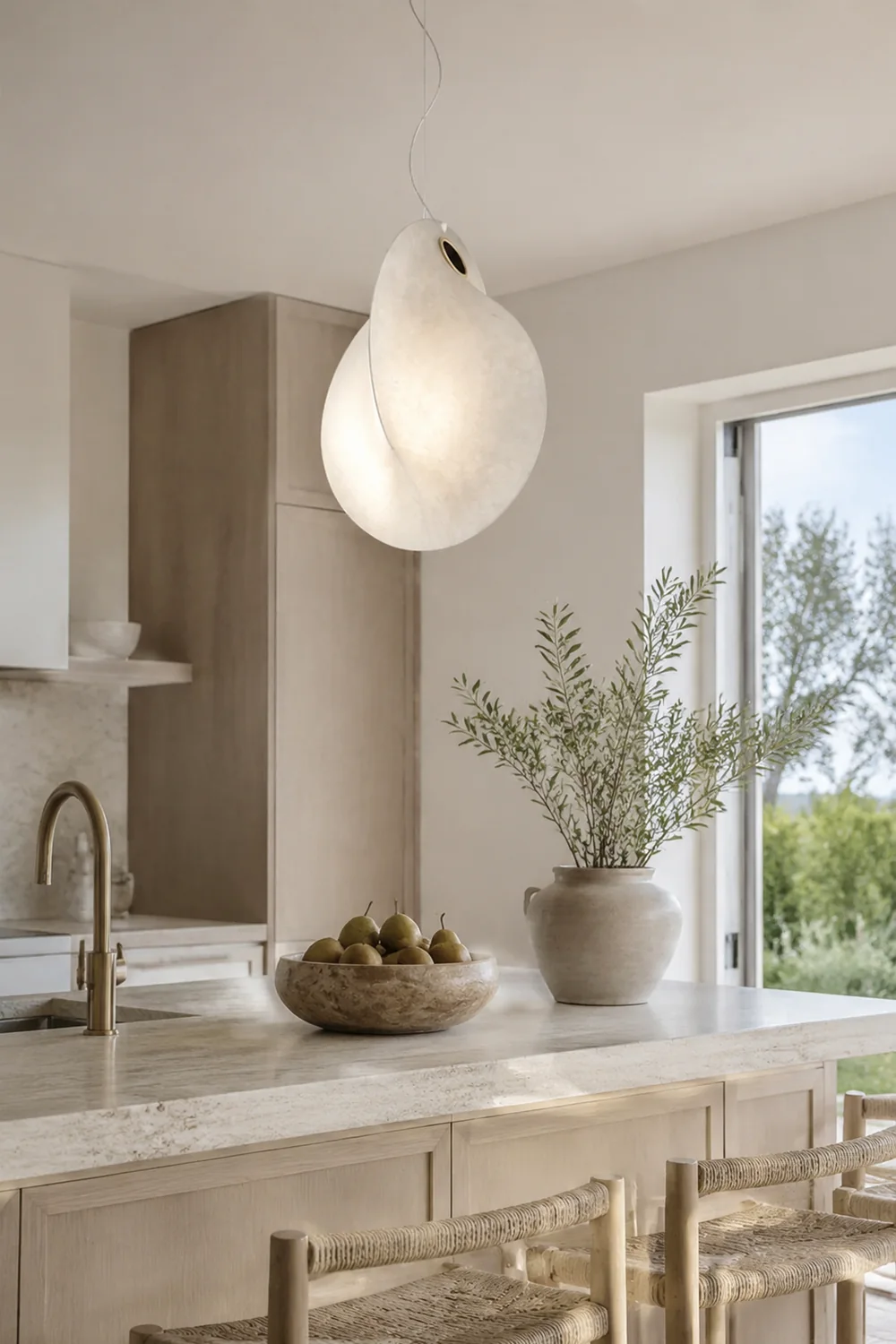 Renée Pendant Light, Fabric, 19.6" - Lumpaz