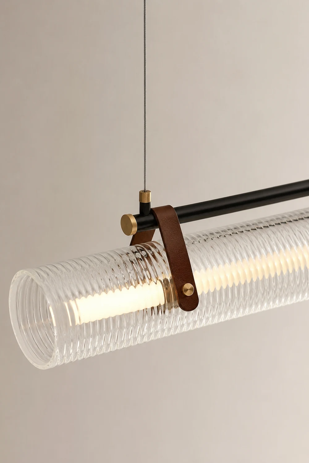 Edge Pendant Light Linear Modern, Acrylic/Metal, Black/Gold, Study - Lumpaz