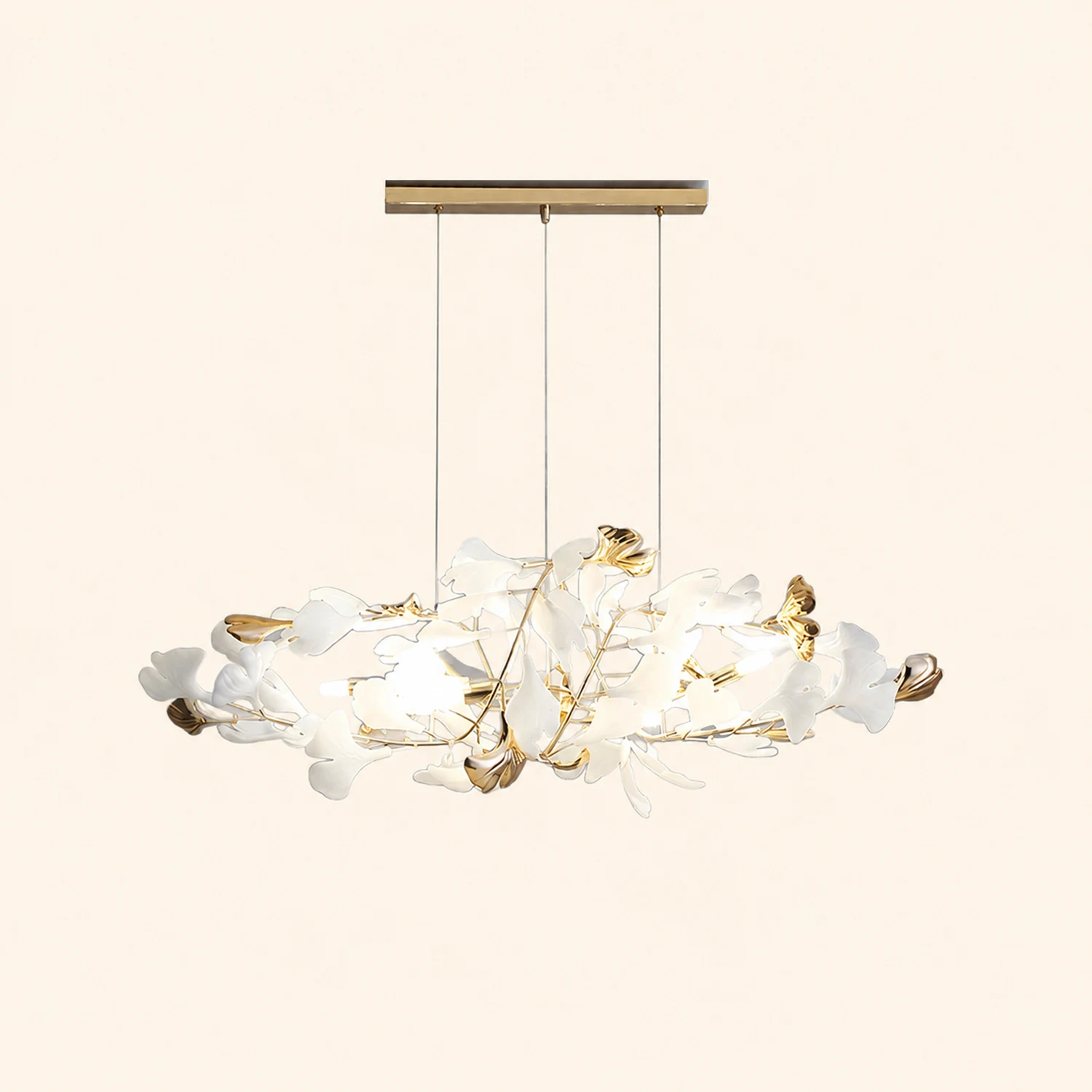 Ophelia Modern Petal Shaped Metal Ceramic Chandelier Dining Room - Lumpaz