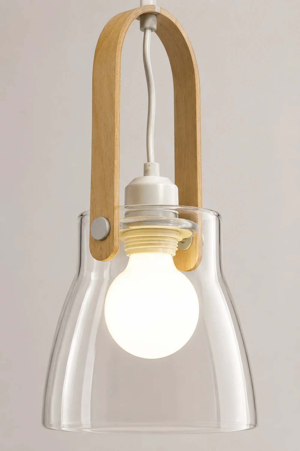 Hailie Minimalist Bowl Shaped Glass Pendant Light, Clear - Lumpaz