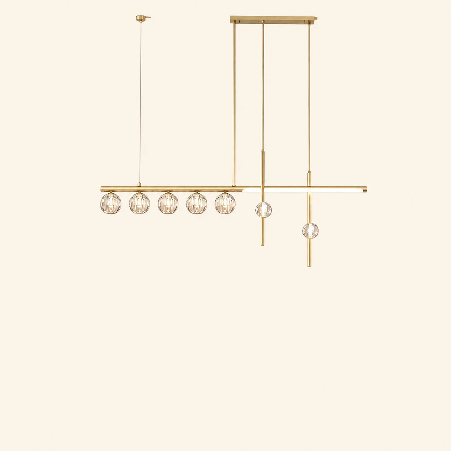 Kirsten Metal & Crystal Pendant Light, Gold - Lumpaz