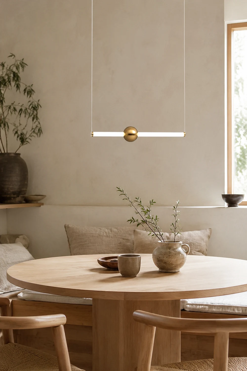 Edge Modern Linear Metal Pendant Light, White/Gold - Lumpaz