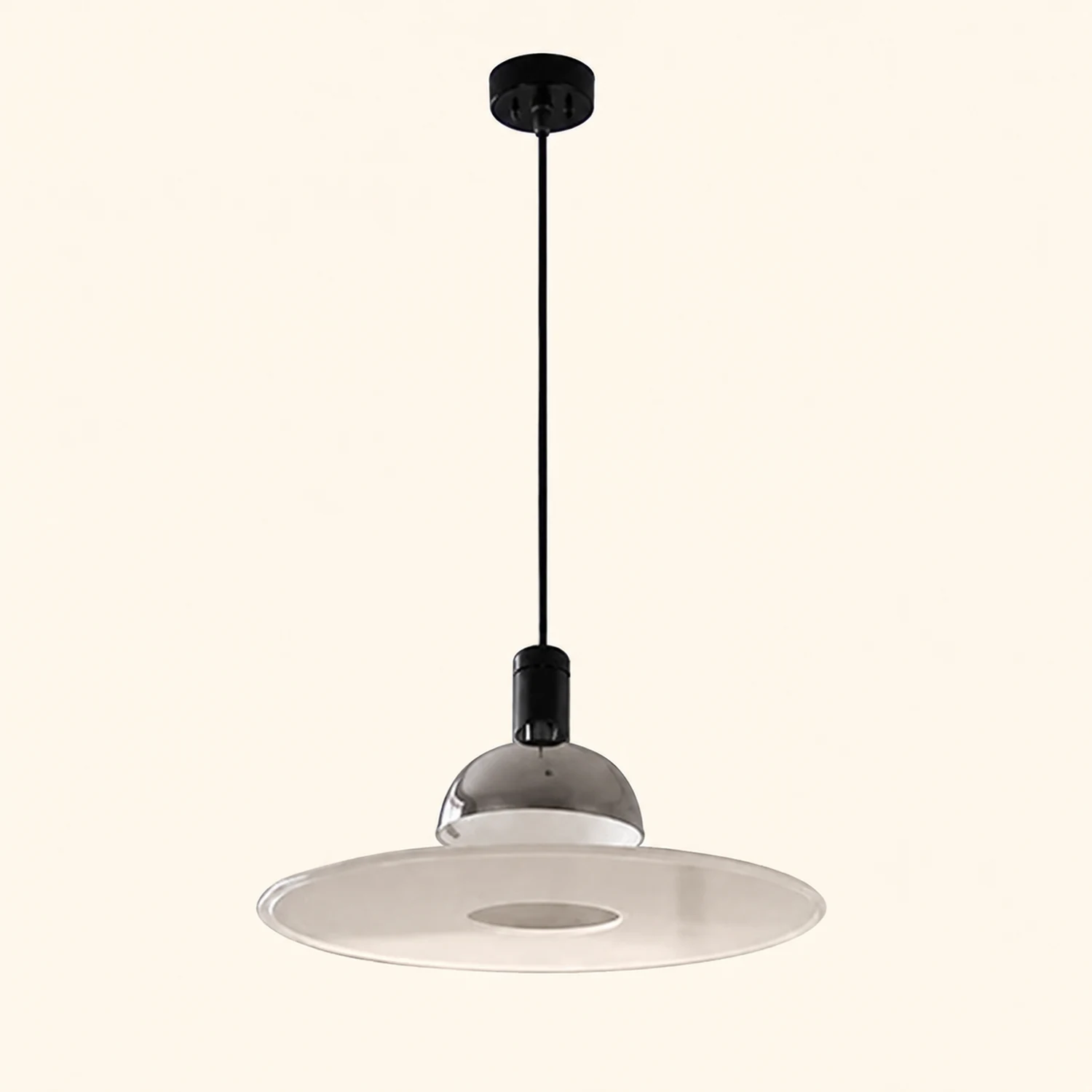 Levi Modern Minimalist Nordic Bell Metal/Acrylic Pendant Light, Chrome/Black - Lumpaz